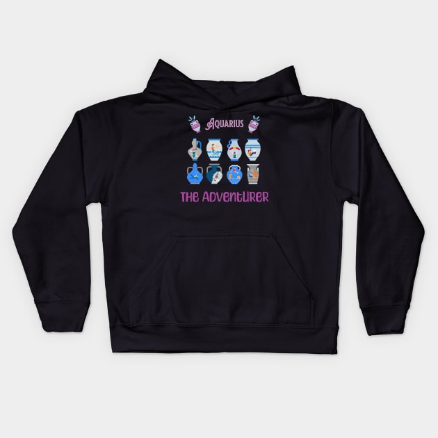 The characters of the zodiac: Aquarius Kids Hoodie by Ludilac